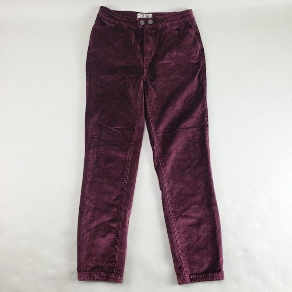 We The Free Denim - We The Free Velvet Pants Womens 28 Regular Burgundy Red Sweet Jane Skinny Jeans